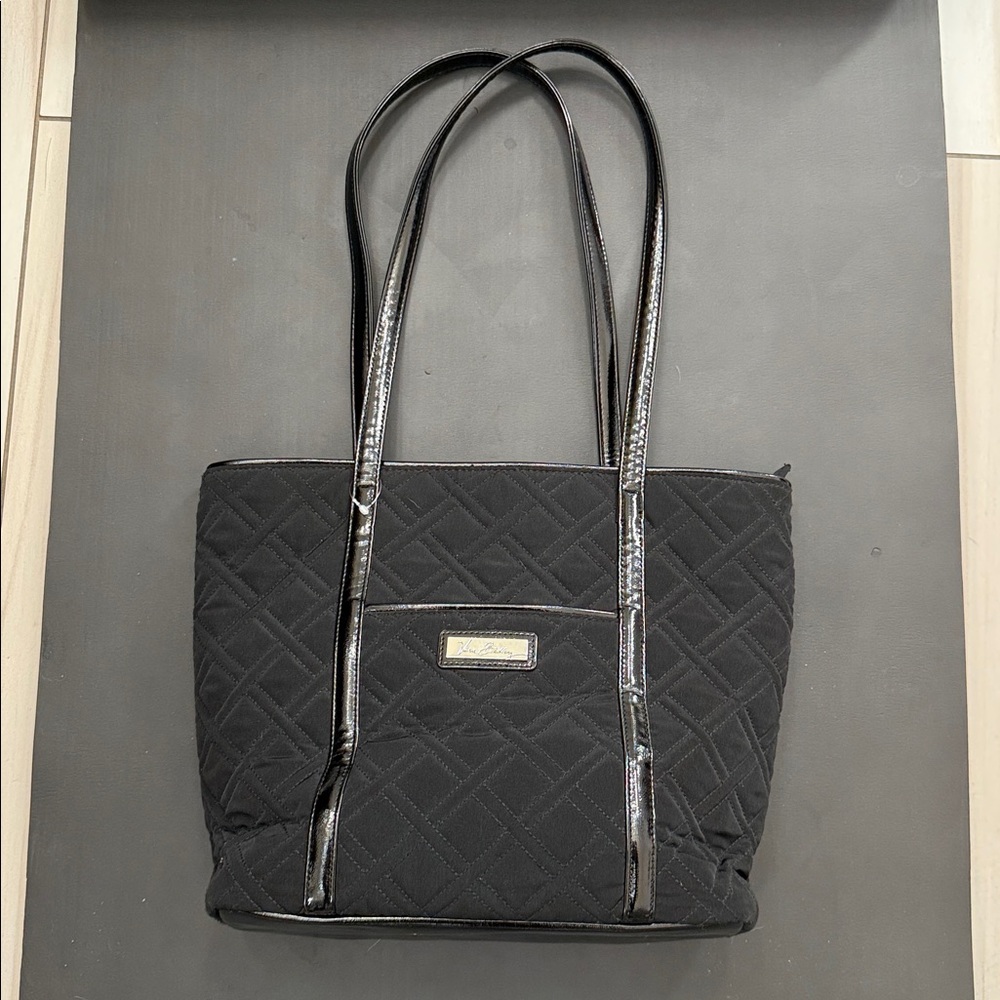 Vera Bradley Tote Bag Quilted Pattern Double Handles Black